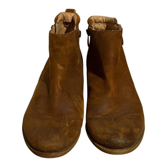 Franco Sarto Camel Leather Zip Ankle Boots Women's Size 10 Western Block Heel - Picture 3 of 8